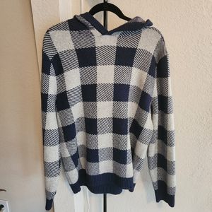 Goodfellow Men's Plaid Hoodie Navy Grey